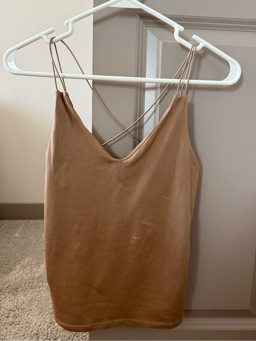gaze Strappy V-Neck Camisole in Camel Brown